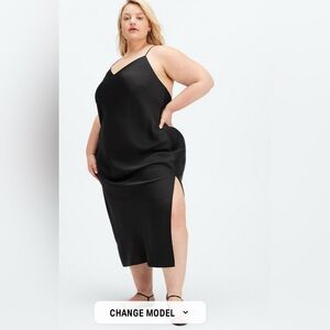 Fabletics Elegant Black Midi Slip Dress